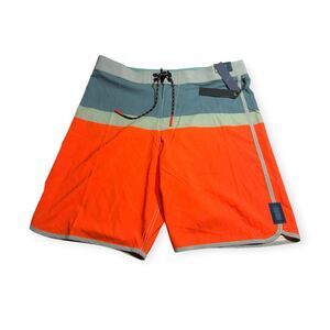 Depactus Head High Board Shorts Size 34 Orange Gray Surf Stretch Beach BNWT